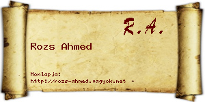 Rozs Ahmed névjegykártya